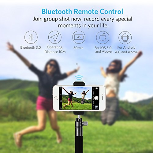 Moreslan Selfie Stick Tripod Stand with Bluetooth Remote Foldable Extendable Monopod for Gopro/Camera/iPhone 8/iPhone 8 Plus/iPhone X/iPhone 7/iPhone 7 Plus / Galaxy Note 8/S8/S8 Plus (Black)
