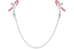 IQIC Nipple Clamps Adjustable Pressure Body Chain Necklace Stainless Steel Nipple Clips for Women Non Piercing Body Jewelry for Women Men Faux Body Jewelry for Adults Couples (Red)