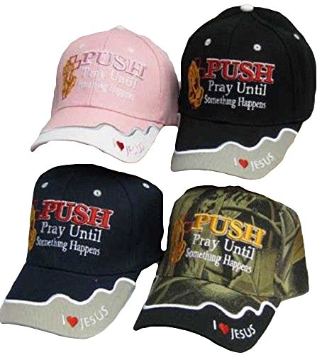 AES Push Pray Until something Happens I Love Jesus Camo Embroidered Cap Hat
