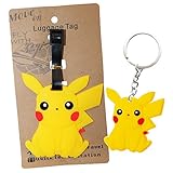 DIYJewelryDepot Pokemon Go Pikachu PVC Large Luggage ID Tag for Backpacks & Bags + Free Key Chain