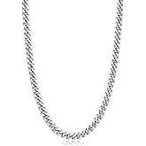 Jewlpire Silver/Black/Gold Chain for Men, Cuban Link Chain Necklace for Men Women, 4mm/6mm Mens Necklace 18K Gold Plated/316L Stainless Steel Mens Chains Necklaces 18/20/22/24/26 Inch