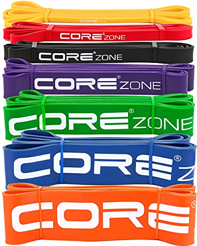 COREZONE Pull Up Resistance 7PCS Bands Set For Assist PULL UPs Exercises, CrossFit, Body Stretching, Powerlifting, Fitness Training, Workout Loop Bands for Workout for Men and Women