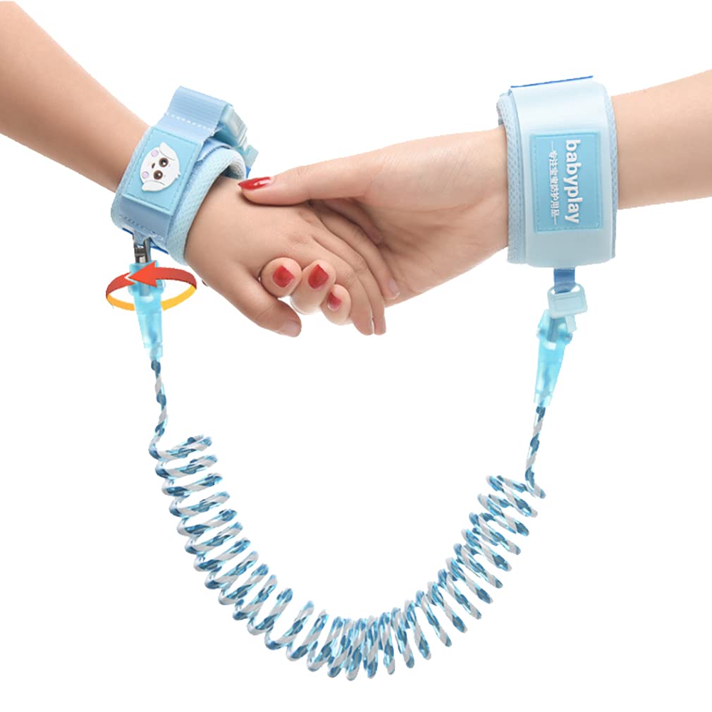 Anti Lost Belt/Locked Anti-Lost Child Safety Wrist Link, 360 Degree Rotating Joint Reflective Children Wrist Reins Safety Adjustable 1.5M Toddler Wrist Strap for Walking(Blue)