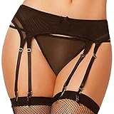YKSH Women's 3 Pieces Lace Garter Belt Stockings Sets,Black#5,One Size