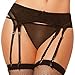 YKSH Women's 3 Pieces Lace Garter Belt Stockings Sets,Black#5,One Size