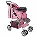 Paws & Pals Pet Stroller Cat/Dog Easy Walk Folding Travel Carrier Carriage, Rose Wine