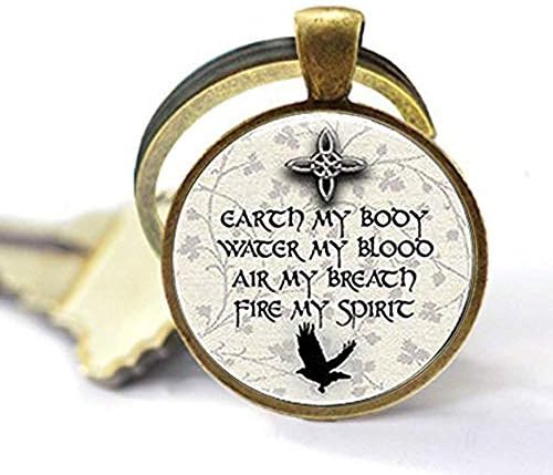 Pagan Elemental Chant Keychain,Pagan Elemental Chant Keychain,in Copper with Chain Keychain，Unique Key Ring Customized Gift，Everyday Gift Key Chain