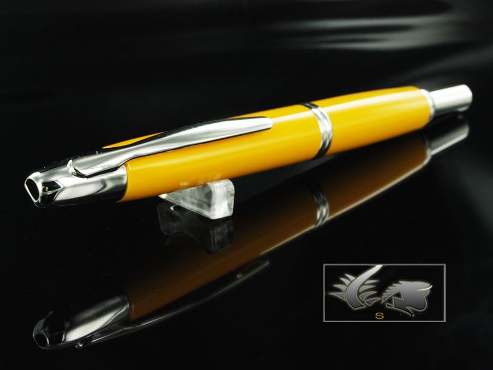 Pilot Capless Medium Retractable Fountain Pen with Rhodium Trim - Yellow - Image 4
