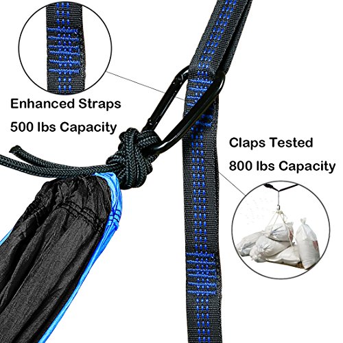 FARLAND Outdoor Camping Hammock - Portable Anti-fade Nylon Double Hammock with 2 Piece 16 Loop Straps by Parachute Lightweight Hammock for Hiking Backpacking