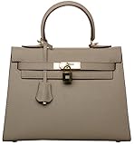 Women's Padlock Handbag Genuine Leather Taiga Top