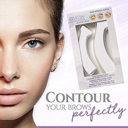 Satin Smooth EZ Grip Eyebrow Wax Strips – Non-Woven Eyebrow Waxing Strips, Upper Lip & Brow Wax Strip, Facial Hair Removal Women, 100 ct, 2 Pack