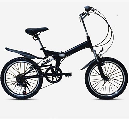 XHCE Speed Folding Bike Adult Men And Women 20 Inch Mountain Bike Custom Car Loog Gift Children Adult Shock Absorption Speed Mountain Road Bike,Black