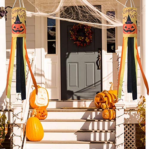 PINCHUANG 40 Inch Halloween Pumpkin Windsock Flag, Halloween Windsock Outdoor Hanging Decoration for Front Yard Patio Lawn Garden Party Decor (Halloween Cat Windsock) - Thumbnail 3