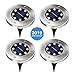Elfeland Solar Ground Lights 8 LEDs Solar Lights Outdoor Waterproof Auto On/Off Landscape Spike Lawn Light Pathway Light Solar Powered Disk Light for Yard Deck Lawn Patio Walkway (White-4 Pack)