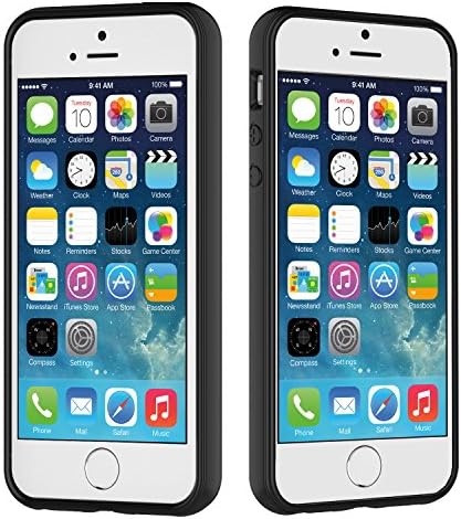 iPhone SE Case, HQTech Apple iPhone SE 5S 5 Case Bumper Cover Shock-Absorption Bumper and Anti-Scratch Clear Back (Black) - 2501