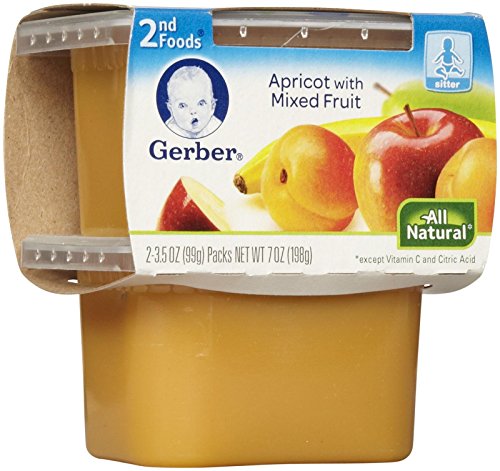 Gerber 2nd Foods Apricots with Mixed Fruit, 2-Count, 3.5-Ounce Tubs (Pack of 8)