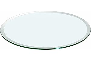 TANSOLE 24" Round Transparent Tempered Glass Table Top 1/2" Thick Beveled Polished Edge Multipurpose for Home Office Glass Countertop