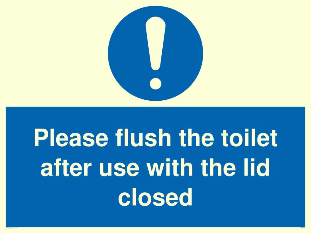 Please flush the toilet after use with the lid closed