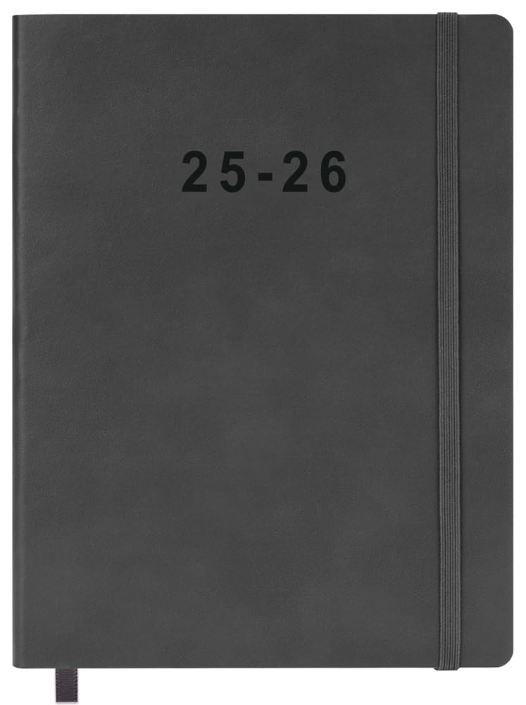 Photo 1 of 2025-2026 Planner - Weekly and Monthly Planner, Oct 2025 - Dec 2026, Vegan Leather Cover, Elastic Closure, 8.5"x11", Grey