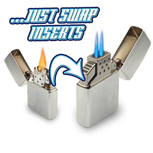 Blazer 189-9201 Top-Z Dual Torch Flame Lighter Insert, White/Silver