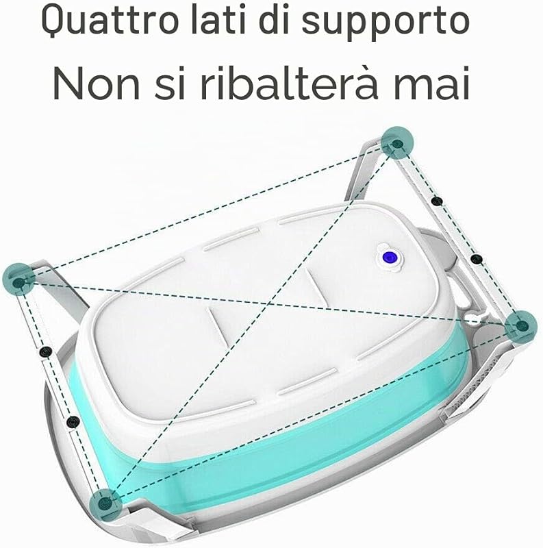 Vaschetta Bagnetto Neonato Pieghevole Senza BPA, Con Supporto, Vasca da Bagno Portatile per Bambini 0-3 Anni, Spaziosa per Bagnetto e Doccia