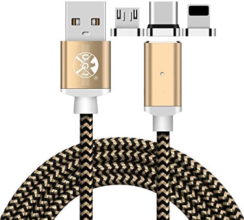 Type C USB Cables,Magnetic Cable Micro USB USB C Lightning Iphone Charge 3 in 1 Fast Charge and Data Sync Nylon Braided 3.3ft/6.6ft Cord For Huawei Android Apple Samsung HUAWEI Iphone X 7 8 Plus