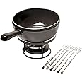 Emile Henry Made In France Flame Cheese Fondue Set, 2.6 quart, Charcoal
