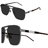 Gucci GG1164S Lettering Logo Caravan-Shaped Non-Polarized Sunglasses for Men – Includes Luxury Eyewear Kit – Gunmetal Frame with Grey Lens