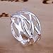 NYKKOLA Fashion Jewelry 925 Sterling Silver Finger Ring Hollow Mesh Ring(Q)