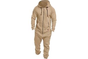 Fupinoded Adult Onesie Men's Hooded Jumpsuit Zip Up One Piece Pajamas Playsuit Jogger Sweatsuit Overall Jumpsuit Mens fall