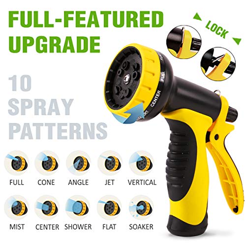 [New Double Strength Flexible]Expandable Garden Hose 100ft,Lightweight Water Hose with Later Core with 3/4 Solid Brass Fittings,10 Function Hose Nozzle,Heavy Duty Fabric for Watering Garden,Cleaning - Thumbnail 5