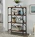 HOMISSUE 4-Shelf Vintage Style Bookshelf, Industrial Open Metal bookcases Furniture, Etagere Bookcase for Living Room & Office, Brown, 48.2-Inch Height