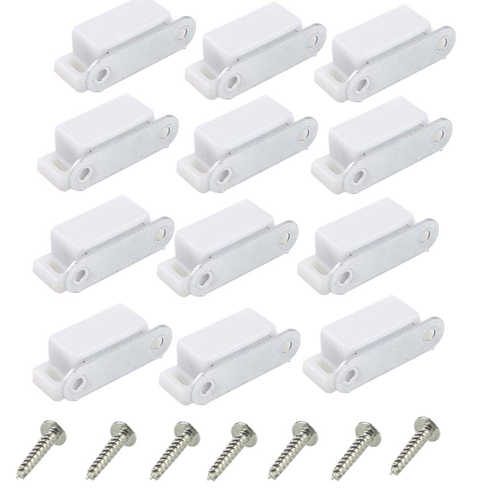Door Catch,Cupboard Magnetic Door Catch for Cabinet 12PCS +52 Pcs Screws Kit Heavy Duty Magnet Catches Kitchen Latch Small Home Furniture Wardrobe White