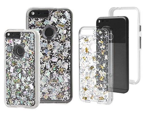 Case-Mate Karat Pearl Case Dual Layer Protection with Shock Absorbing Bumper and Metallic Buttons for Google Pixel XL - Mother of Pearl