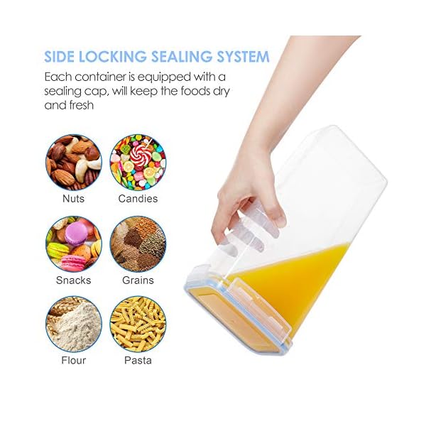 Vtopmart 2.8L Cereal Containers for Storage,Plastic BPA Free Kitchen Pantry Flour Storage,Dry Food Keepers,Set of 4 with…