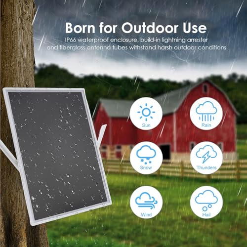 Solar WiFi Extender, Outdoor Signal Booster with 15W Solar Panel and 20000mAh Battery, Extends Coverage Up to 328ft for Camping RV