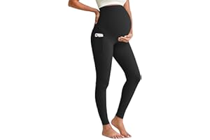 G4Free BareFeel Maternity Leggings with Pockets Over The Belly Stretchy Workout Yoga Pregnancy Pants