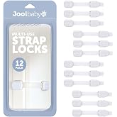 Jool Baby Child Safety Strap Locks (12 Pack) Baby Proof Cabinets, Drawers, Fridge, Toilet &amp; Trash Cans &ndash; 3M Adhesive Childproof Locks