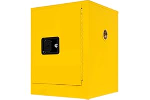 LOYALHEARTDY 12 Gallon Flammable Storage Cabinet Hazardous Storage Cabinet Yellow Fire Safety Manual Door Galvanized Steel Safety Cabinet for Commercial Industrial and Home Use, 17" L x 17" W x 22" H