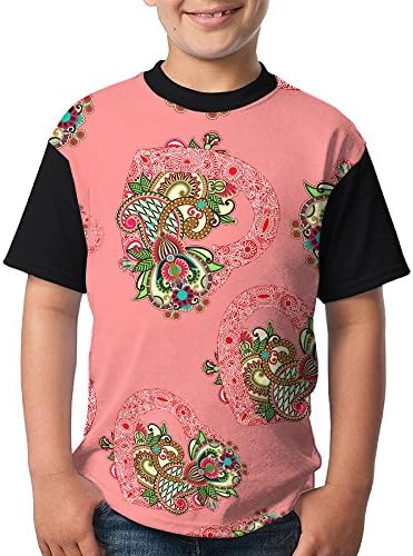 Red-Heart Boy Youth 3D Printing Fashion Round Neck T Shirts Cute Short-Sleeve T-Shirts