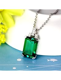 Collar de plata de ley con colgante de corte princesa en piedras preciosas de imitación, de Keepen.