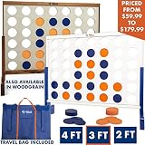 Giant 4 in A Row, 4 to Score with Carrying Bag - Premium Wooden Four Connect Game Set in 3' White Wood by Rally & Roar - Oversized Family Outdoor Party Games for Backyard, Lawn, Parties, Bar Game