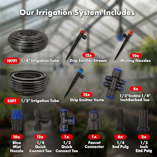 Drip Irrigation System 230FT Quick-Connect Drip Irrigation Kit with 1/4 inch 1/2 photo 12