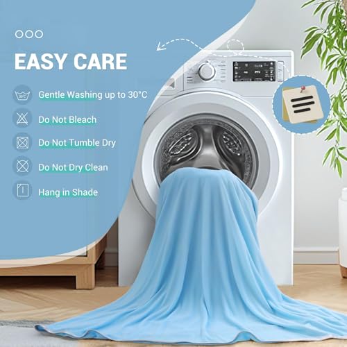 Marchpower Cooling Summer Blanket, Arc-Chill 3.0 200 x 220 cm Double-Sided Lightweight and Cool Blanket Anti-Heat for Sofa, Office, Travel and Pet Bed Sheet – Blue