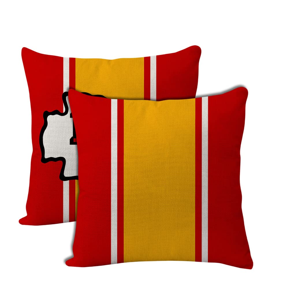 Photo 1 of 2pcs Football Style Throw Pillow Covers 18 x 18 Inch Linen Material Pillow Case Decoration for Kansas City Home Sofa Couch