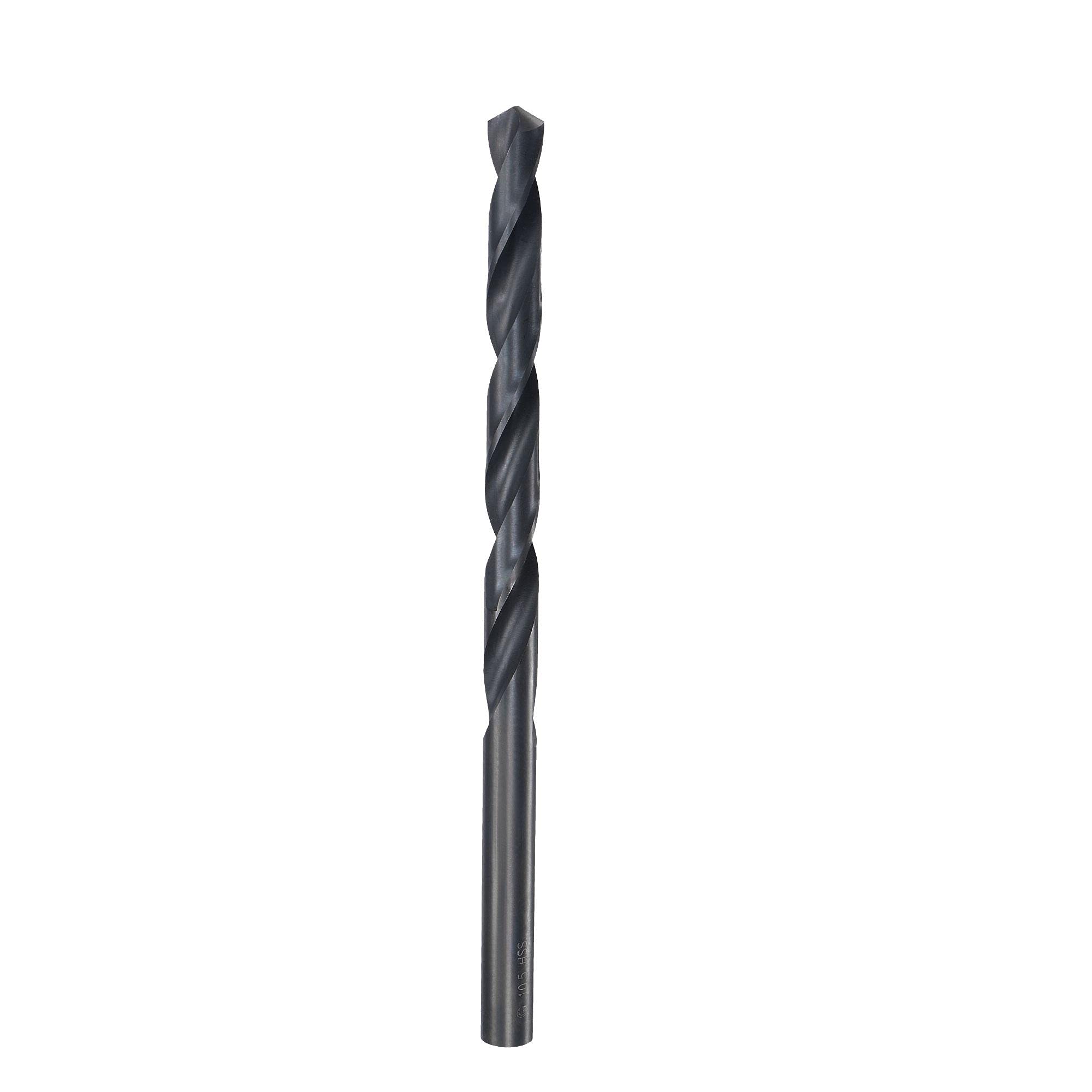 sourcing map High Speed Steel Lengthen Straight Shank Twist Drill Bit Fully Ground Black Oxide 10.5mm Drill Diameter 185mm Total Length 95mm Drill Bit Length