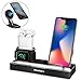 iPhone X Wireless Charger Stand, 6 in 1 Aluminum iPhone 8/8 Plus Charging Dock for Apple Watch/AirPods/iPad/Apple Pencil, Detachable Wireless Charger For Samsung Galaxy S9/S8/S7/S6 Edge (Black)