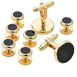 18K Gold Plating Yellow Fashion Men Tuxedo Cufflinks and Studs 4 Pair - With Gift Box (Yellow) - With Gift Box 6dui