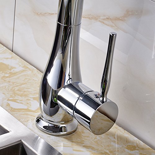 Senlesen Deck Mounted Commercial Style Pre-rinse Spring Kitchen Sink Faucet with Pull Down Sprayer Chrome Polished