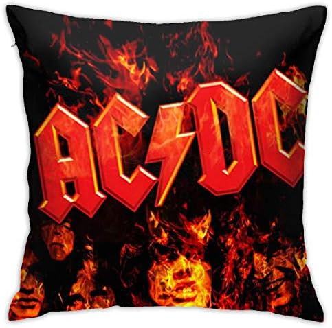 Throw Pillows Cases Cushion Covers Fire ACDC Standard Pillowcases Zipper Square Bed Sofa Home Pillow Case Protector Sheets,18"x18"